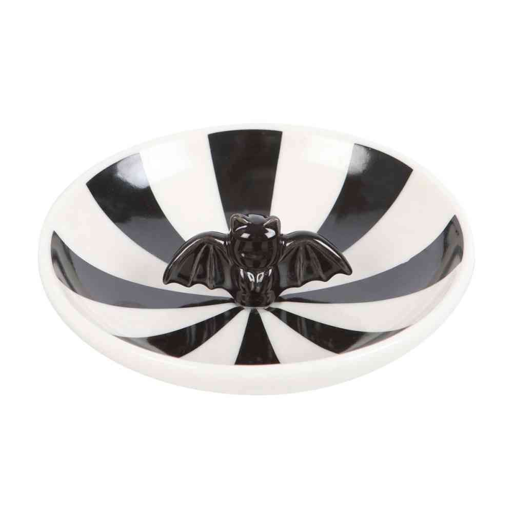 Something Different - Striped Bat Plateau à bijoux/Trinket dish - Noir/Blanc